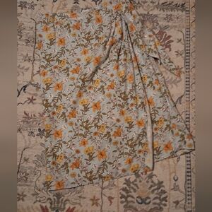 Cynthia Rowley Light Blue Floral Maxi Skirt with Yellow Orange Blooms